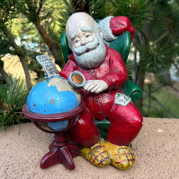 Vintage Ceramic Santa Checking His Route 1992 - Picture 1 of 16